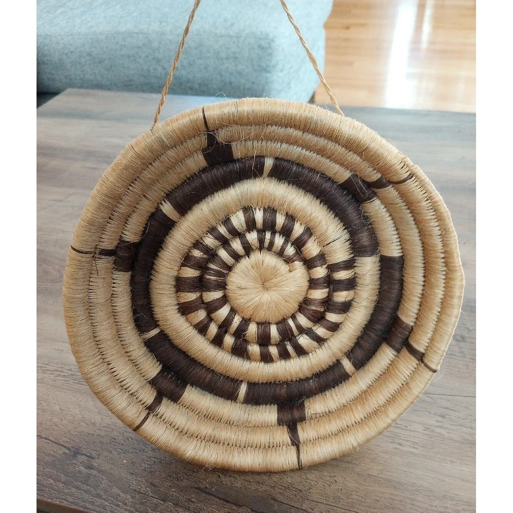 Hand Woven Coil Wall Tray Made In Kenya Natural Materials Diameter:9.5